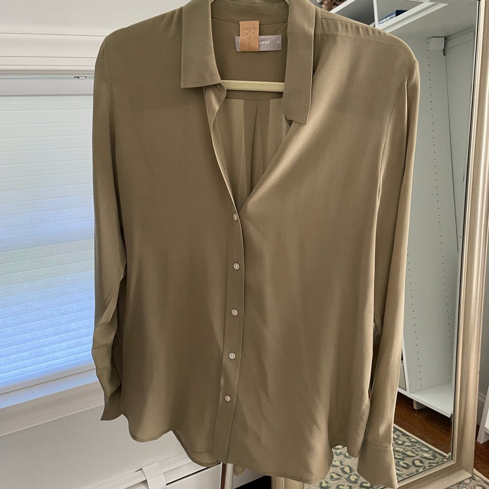 Green Everlane silk top
